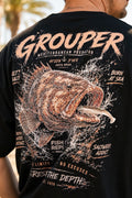 Diseño trasero de la camiseta Grouper con ilustración de mero.