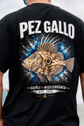 Diseño trasero de la camiseta Pez Gallo con ilustración de pez gallo.